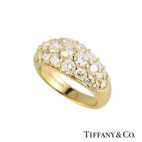Tiffany & Co. 18k Yellow Gold Diamond Set Bombe Ring 2.20ct